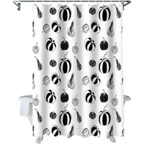 Fall Shower Curtain Black and White Pumpkin Shower Curtains for Bathroom Simple Style Bath Curtains Sets with Hooks for Autumn Thanksgiving Seasonal Decor Polyester Waterproof Standard 72" X 72"