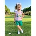 thumbnail image 4 of BemeyourBBs Toddler Baby Girl Golf Outfits Infant Baby Girls Summer Clothes Golf Cart Embroidered Striped Fly Sleeve T Shirt Tops Elastic Waist Pockets Shorts 2Pcs Clothes Set, 4 of 9