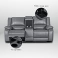 thumbnail image 2 of Ellesophas 2-Seat PU Leather Manual Living Room Loveseat Adult with Footrest, Storage Console & 2 Cup Holders, Perfect for Living Room & Home Theater, Gray, 2 of 7