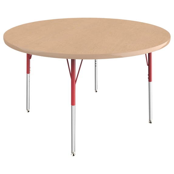 ECR4Kids 48in Round Everyday T-Mold Adjustable Activity Table Maple/Maple/Sand - Chunky Leg