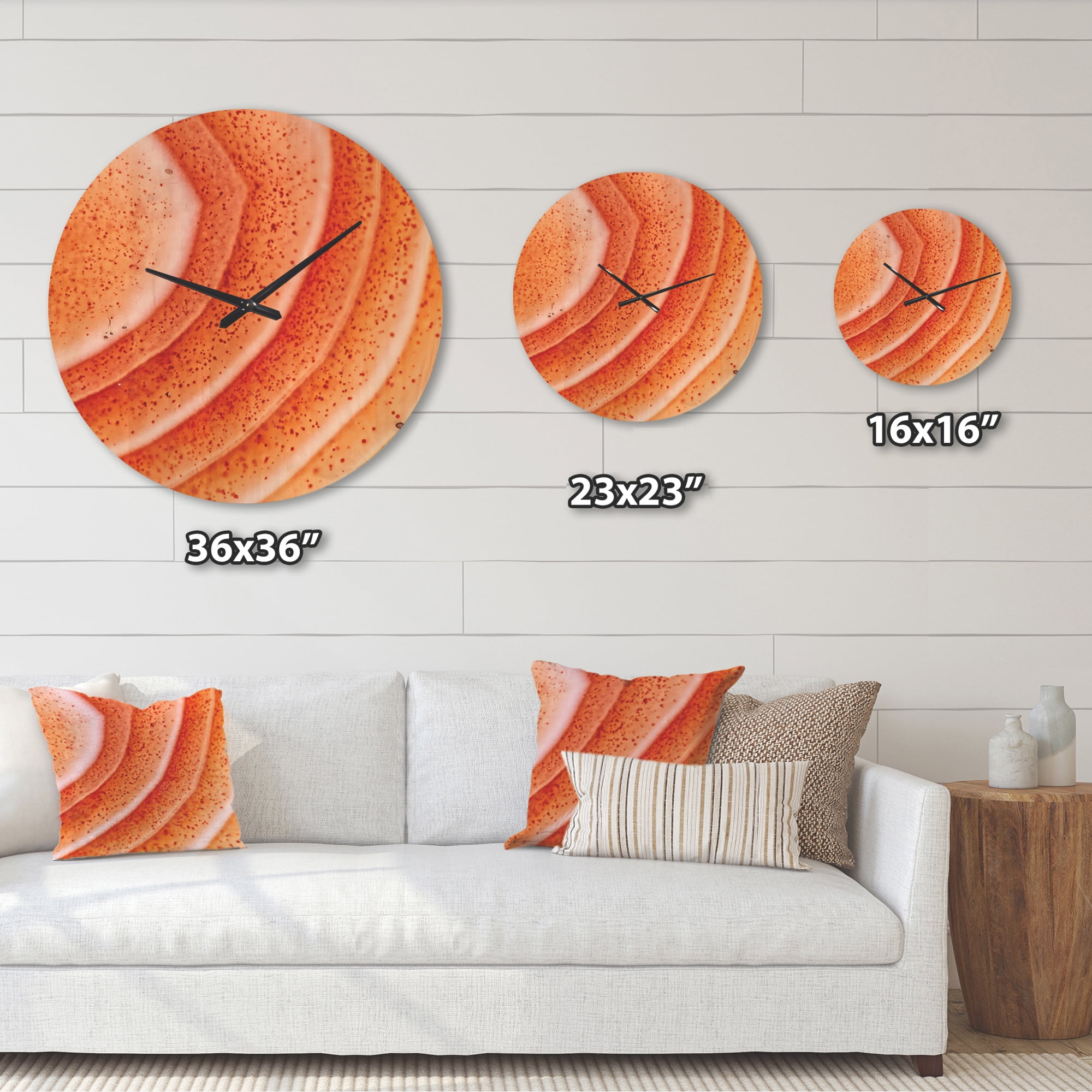 Designart 'Kazakhstan Red Macro Agate ' Modern Wood Wall Clock