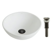 KRAUS Elavo™ Small Round Ceramic Vessel Bathroom Sink in White with Pop-Up Drain in Oil Rubbed Bronze