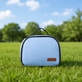 thumbnail image 5 of Lunch Bag, Plain Color Zippered Handheld Insulated Thermal Cooler D Style Bento Box for Work Office Picnic Travel Outdoor Lightweight Durable Food Container 5.91x9.84x7.48in Blue, 5 of 5