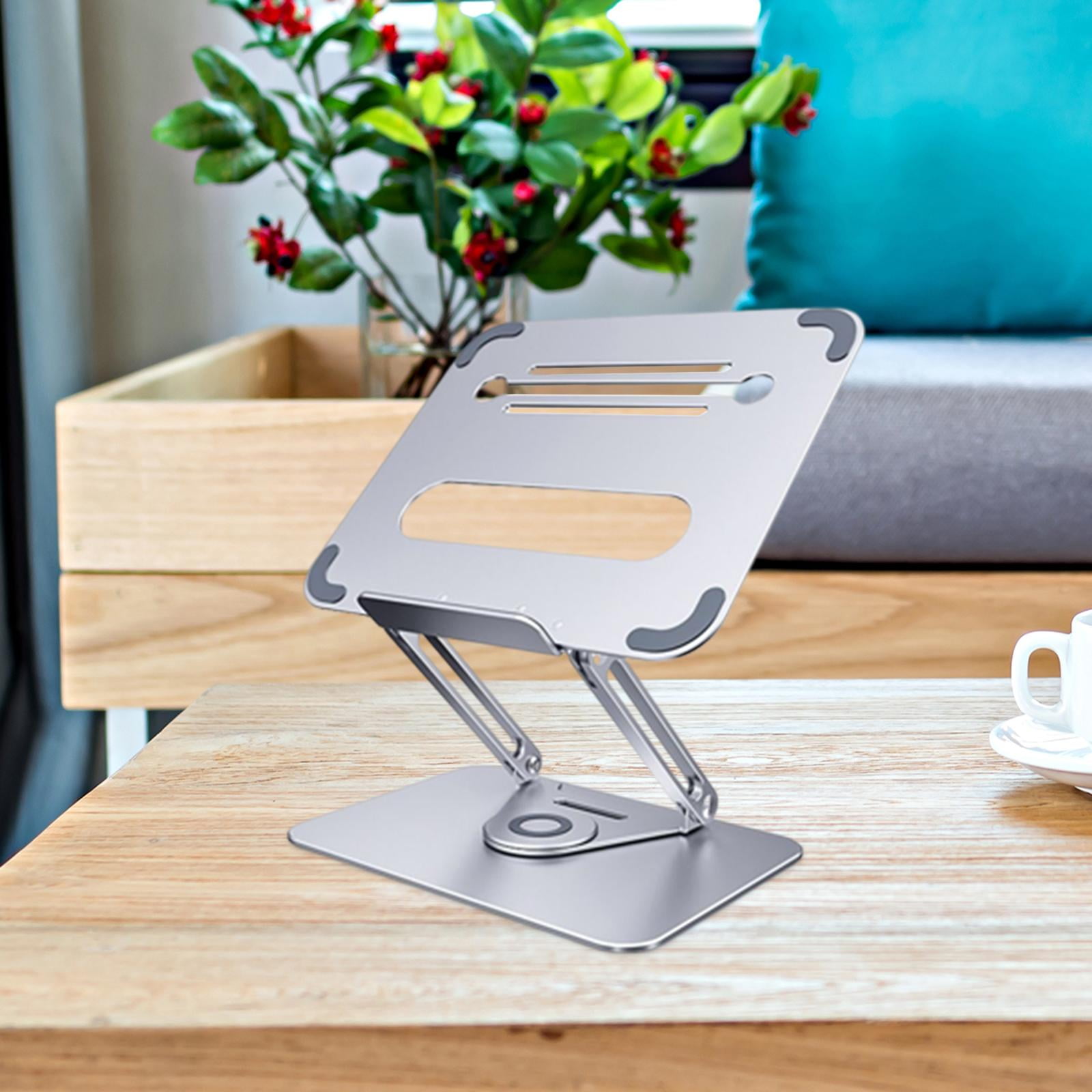 LeeQinersw Laptop Stand for Desk, Adjustable Height Laptop Riser Stand 360 Degree Rotatable Argent