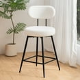 thumbnail image 4 of Hommpa Boucle Swivel Bar Stools Set of 3 with Back Upholstered Counter Height 26" Modern Bar Chairs with Metal Frame & Footrest 360° Swivel Dining Pub Chairs for Kitchen Island, 4 of 14