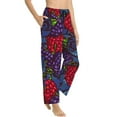 thumbnail image 3 of Cauagu Wild Berries Pajama Pants for Women Loose Fit Wide Leg Trouser Pants Casual Elastic Waist Drawstring Lounge Pants, 3 of 6