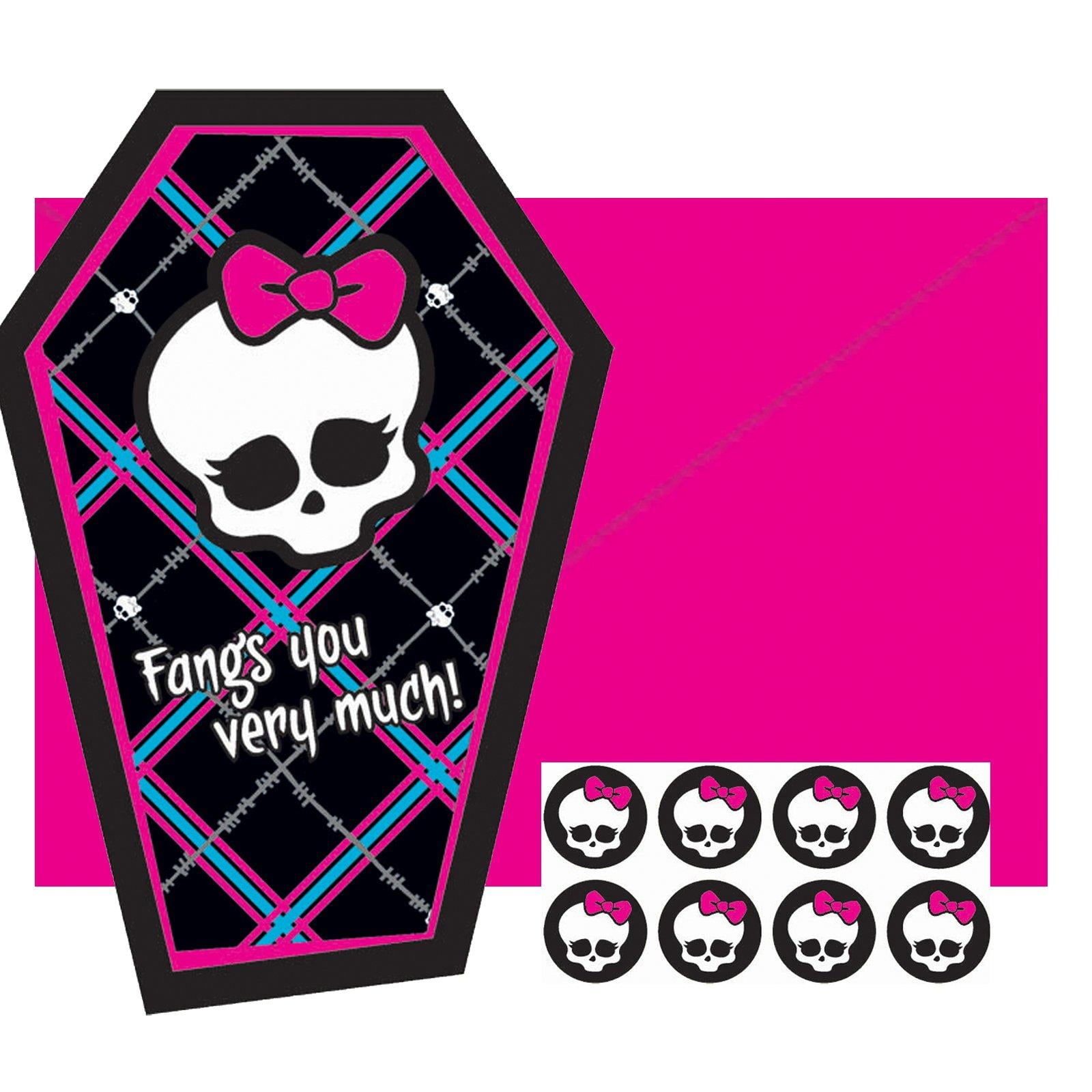 Monster High Thank-You Notes, 20pk Throughout Monster High Birthday Card Template