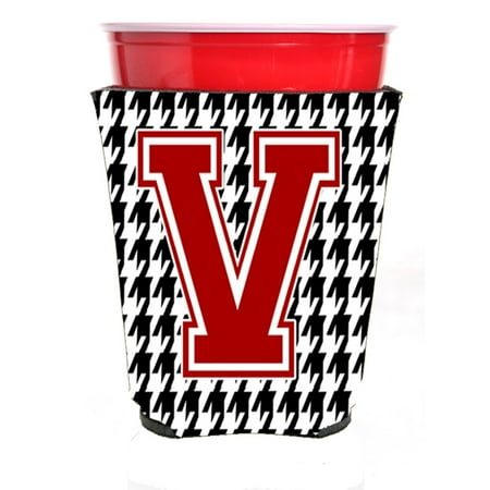 

Carolines Treasures CJ1021V-RSC Monogram - Houndstooth Initial V Red Solo Cup Beverage Insulator Hugger Red Solo