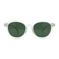 thumbnail image 3 of Mens Gentleman Hipster Horn Rim Keyhole Plastic Round Sunglasses Clear Silver - Green, 3 of 7