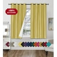 thumbnail image 4 of Faux Silk Blackout Curtains - 2-Panel Sets of 30x36 Room Darkening Black Out Curtains for Bedroom - Durable Thermal Insulated, Sun and Sound Blocking Dark Window Curtain - FS3, 36", Yellow, 4 of 4
