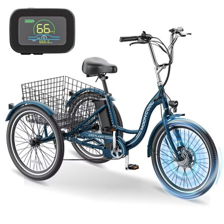 Docred Adult Electric Tricycles 3 Wheel Electric Bike  15.5 mph 500W Electric Trikes for Seniors,7-Speed & 4 Adjustable Riding Modes Electric Tricycle with 36V Removable Lithium Battery