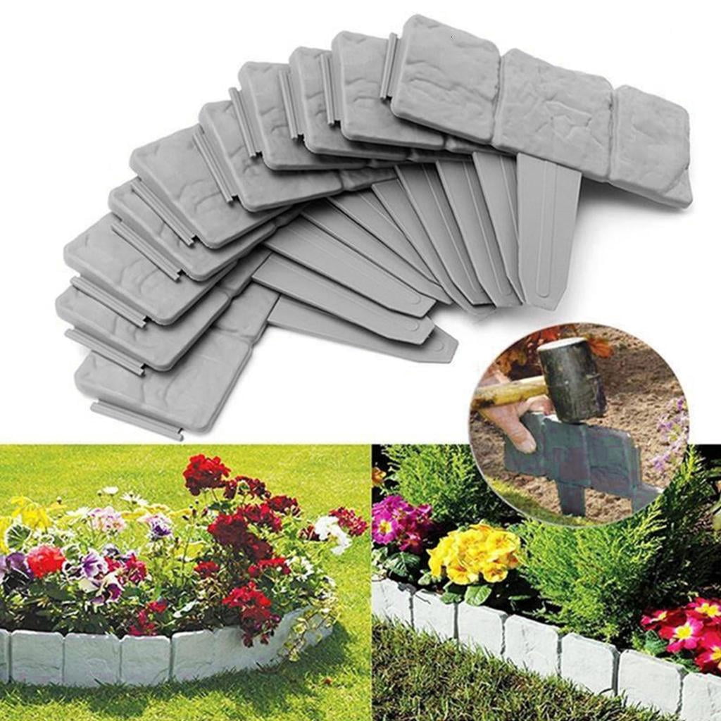 SDFGTstore 5/10/20Pcs Landscape Edging Border Garden Edging Border Plastic Stone Effect