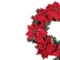 thumbnail image 2 of LB International 24" Prelit LED Red Artificial Poinsettia Christmas Wreath - Clear Lights, 2 of 2