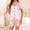 Hot Pink, variant on BaoFuBaoMei Button up Satin Pajamas Women Collared Short Sleeve Top and Shorts Sleepwear 2 Piece Striped Comfy Lounge Set