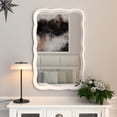 thumbnail image 3 of COZAYH Curved Wood Frame Accent Mirror, Modern Farmhouse Contemporary Decorative Wall Mirror, Rectangle 23.5”L x 38”W, White, 3 of 7