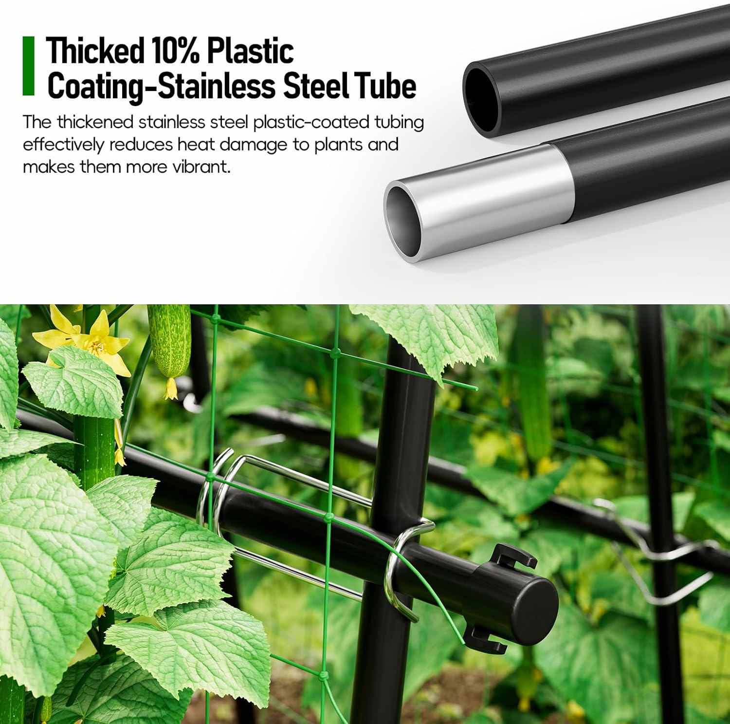 Garden Arch Trellis 88.58"  Tall for Climbing Plants Outdoor, Steel Stainless Arched Arbors Tunnel Trellis with Netting, Metal  Ties for Cucumber Tomato Pea Vines Fruit
