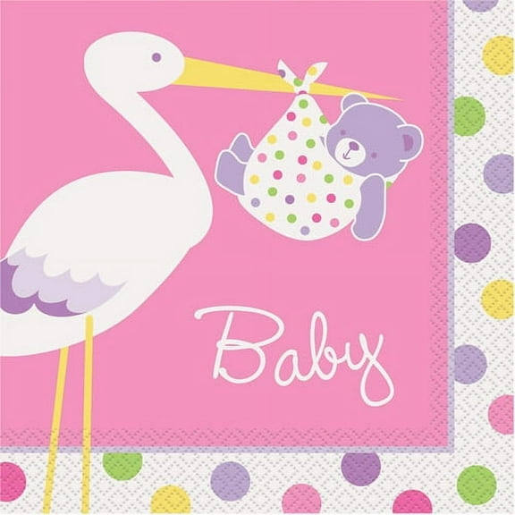 Baby Girl Stork Lunch Napkins (16ct)