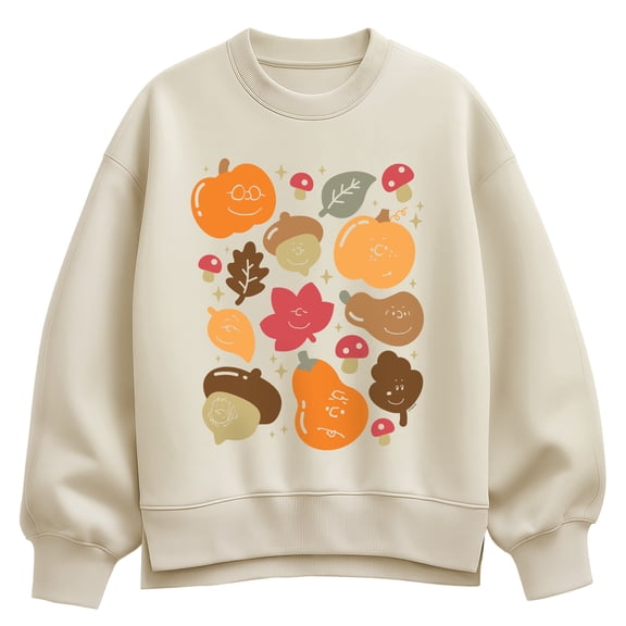 Peanuts - Fall Icon Faces - Women's Oversized Fleece Crew Sweatshirt