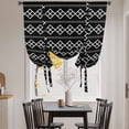 thumbnail image 3 of Black Boho Balloon Curtains 63 Inch Length for Living Room/Bedroom, Vintage Ethnic Tribe Abstract Art Geometric Rod Pocket Privacy Door Curtains Decorative Tie Up Shade for Window 52"x63", 3 of 8
