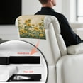 thumbnail image 6 of SCRAWLGOD Sunflower Leaf Print Beige 3 Pcs Headrest Cover for Recline Chair Non Slip Headrest Protector Sofa Head Rest Covers with Adhesive Backed Hook and Loop,17x27in, 6 of 7