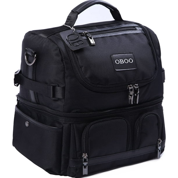 OBOO Adult Lunch Box Insulated Lunch Bag Double Reusable Waterproof Large Cooler Tote with Shoulder Strap for Men Women Black 12can