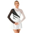 thumbnail image 2 of inhzoy Womens Mock Neck Figure Skating Dance Dress Rhinestone Long Sleeve Ballet Leotard Dress White M, 2 of 9