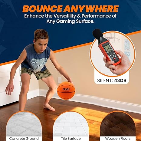 NERO SPORT Ninja Silent Basketball- Soft Foam Indoor Basketballs Size | Soundless Ball for Quiet Dribbling and Indoor Training (Regular Size)