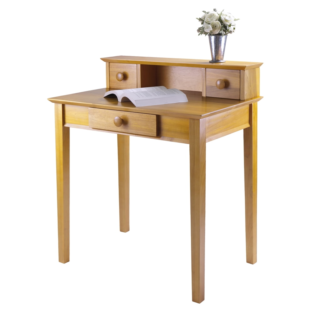 Winsome Studio Home Office Desk & Hutch, Honey Pine Finish