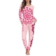 thumbnail image 1 of Renewold Fall Pajamas Set for Women Booming Love Fireworks Print Sweatpants Long Sleeve Crew Neck Sweatpants Winter Holiday Home Life Shirts Size 4XL, 1 of 5