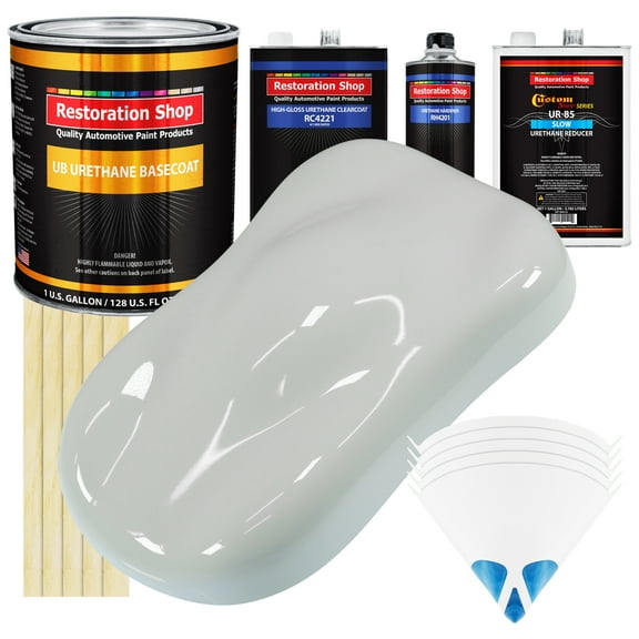 Classic White SLOW 1 Gallon Automotive Paint Kit URETHANE BASECOAT & Clearcoat