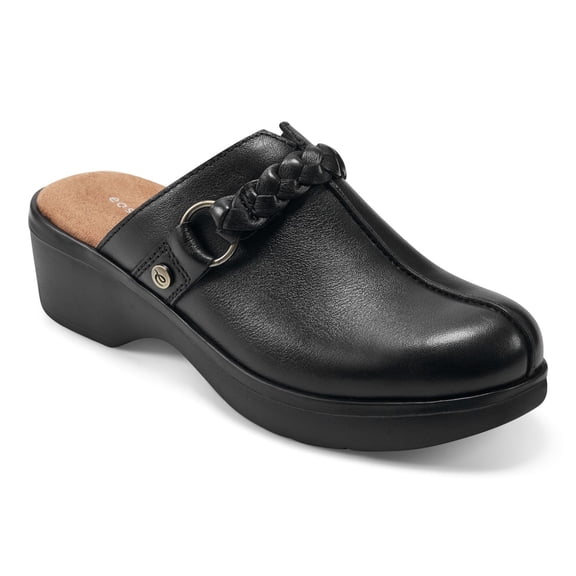 Easy Spirit Penelope Women's Braided Strap Leather Clogs Color: Black Leather Size: 5.5