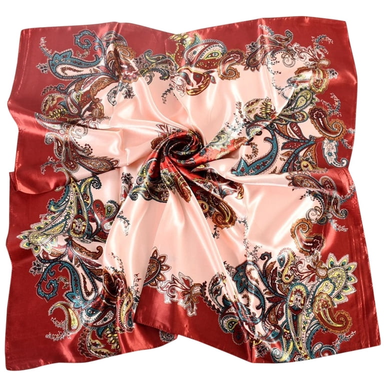 Floral Satin Scarf for Edges Vintage Floral Silk Scarf: Hand-rolled Edges, 30 main image 3