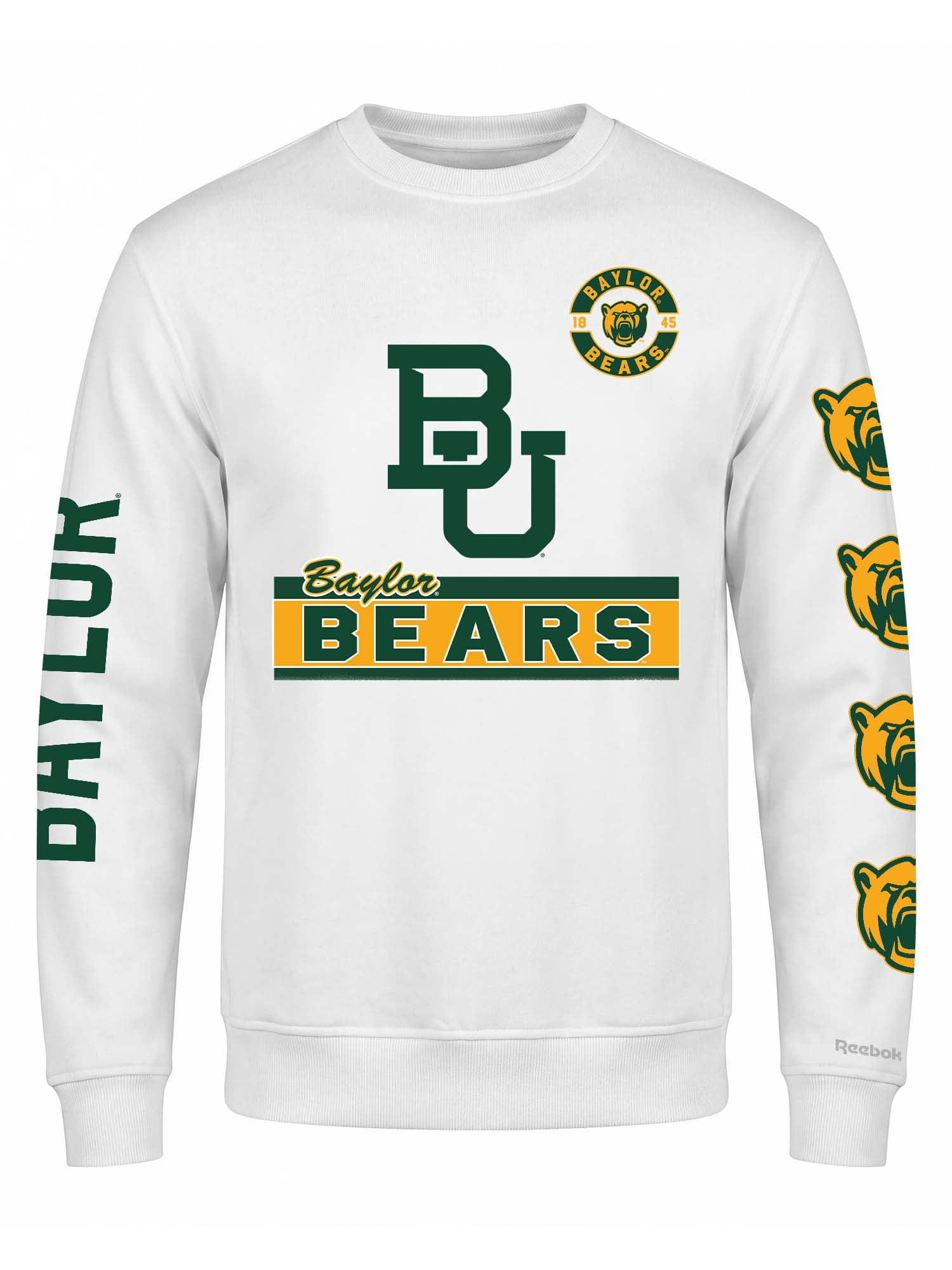 Baylor Bears Reebok Mens White Crew Sweatshirt