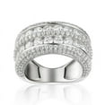 thumbnail image 3 of Silvago Jewel 14k White Gold Over Ring - 2.2 Ct Round Cut White Diamond Rings for Men's - Multi Row Diamond Ring For Women's - Multi Stone Gift For Wife - Wedding Ring For Bridesmaids Silver for Her, 3 of 6