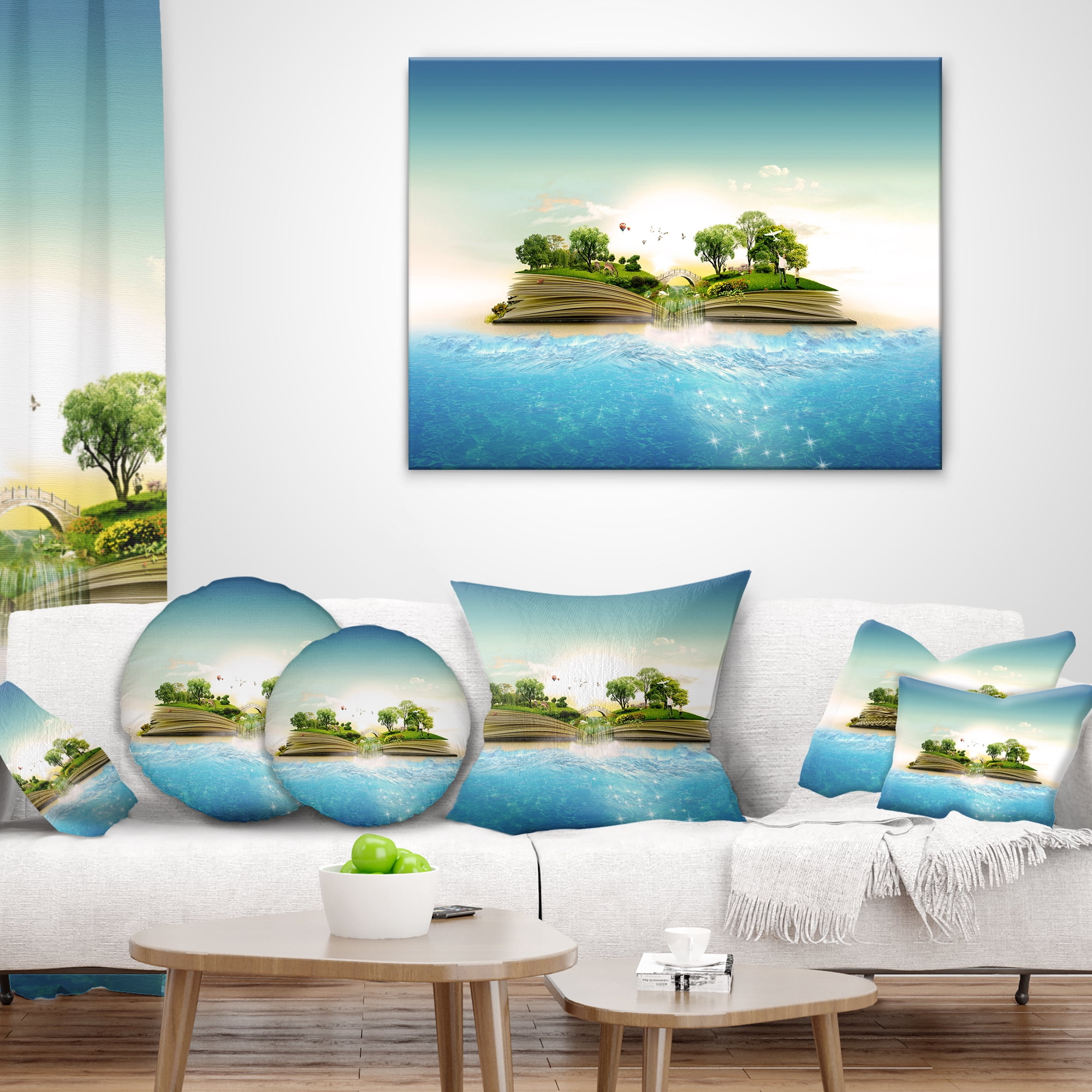 Designart Magical Book about Nature - Contemporary Throw Pillow - 16x16