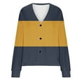 thumbnail image 5 of Tumotour Cardigan Sweaters For Women Buttons V Neck Long Sleeve Rib Knit Open Front Knit Cardigan Sweaters Womens Fall Fashion 2024 Casual Striped Patchwork Color Block Loose Fashion Cute Tops, 5 of 5