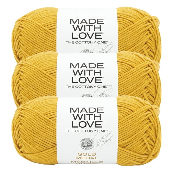 Lion Brand Yarn Tom Daley - The Cottony One Gold Medal Medium Cotton, Acrylic Yarn 3 Pack
