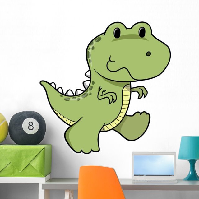 Baby Green Tyrannosaurus Dinosaur Wall Decal Sticker by Wallmonkeys
