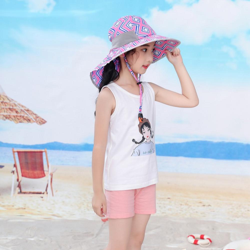 Clearance! Wide Brim Children Sun Hat Kids Bucket Cap Summer Beach Cap Girls Boys Travel Outdoor Fashion Cute Casual Hats A5
