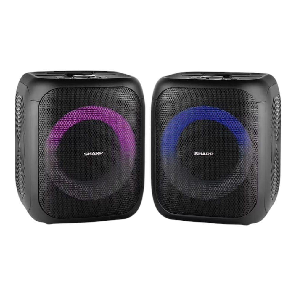 Open Box Sharp 8" Bluetooth Party Speaker 2- pack, 400W peak power, 8" Woofer, 1" Tweeter 12-Hour Battery - PS-916