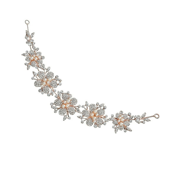 MUSEYA Adjustable Hair Clasp for Wedding in Rose Gold with Rhinestone 1Pcs