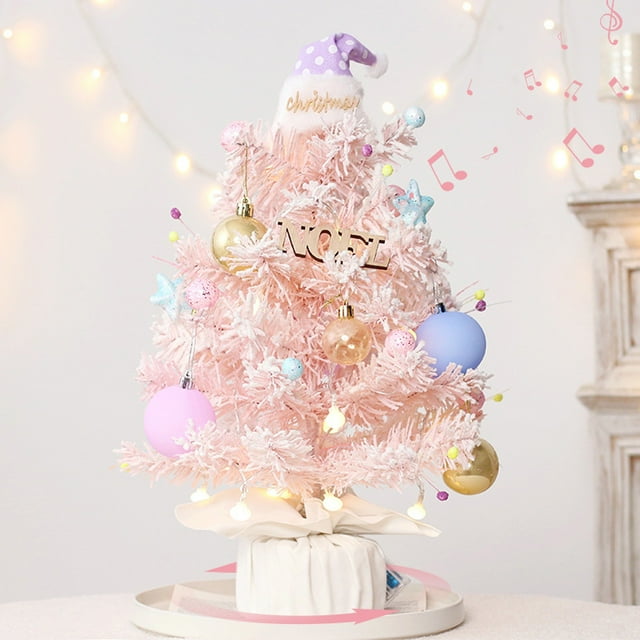 RKSTN christmas ornaments Christmas Decoration Color Rotating Music Box Desktop Mini Christmas Tree Ornament