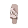 thumbnail image 2 of AXXD Women Beige Sandals Clearance Under $10 Flat Bottomed Summer Outerwear Toe Strap Buckle Shoes Flat Heeled Beach Sandals, 2 of 6