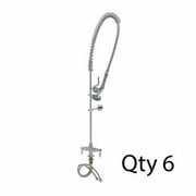T&S Brass - EasyInstall Pre-Rinse, Spring Action, 18'' Flex Lines, Wall Bracket - Pack of 6