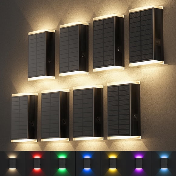 Luces solares de pared exteriores UGDLUCK IP67 a prueba de agua, 8 modos