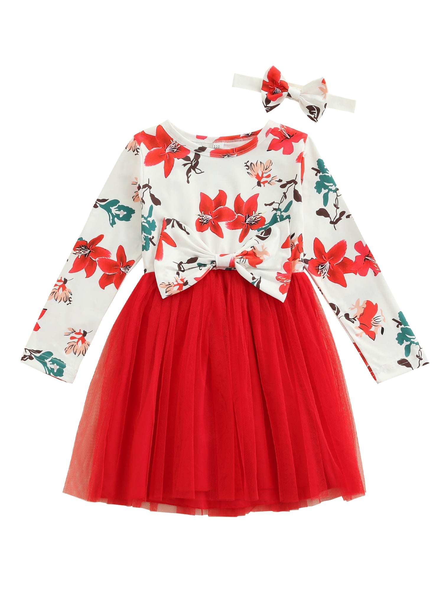 Little Girls Christmas Outfit Baby Girl Long Sleeve Lace Dress Tutu A