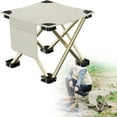 thumbnail image 4 of 1 Pack 11 Inch Portable Camping Stool(White)，Collapsible Stool with Carry Bag ，Convenient for Travel ，BBQ，Fishing Hiking Outdoor Folding Stool ，with a Non-Slip seat Cushion (White), 4 of 4