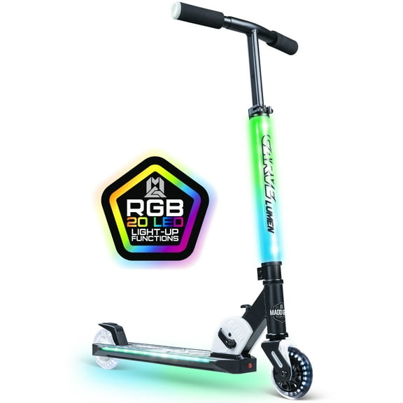 Madd Gear Lumen Light up Scooter RGB Handlebar & Deck 20 Flashing Modes Height Adjustable Ages 3 