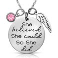 thumbnail image 5 of She Believed She Could So She Did'' Sayings Quote Pendant Charm Necklace, Jewelry Gift, Birthday, Graduation Presents for Daughter, Granddaughter, Niece, Sister, Teens Women (Aqua Blue), 5 of 8