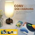 thumbnail image 3 of Bedside Lamp with USB Port - Touch Control Table Lamp for Bedroom 3 Way Dimmable Nightstand Lamp with Round Grey Fabric Shade for Living Room, Dorm, Home Office (LED Bulb Included), 3 of 6